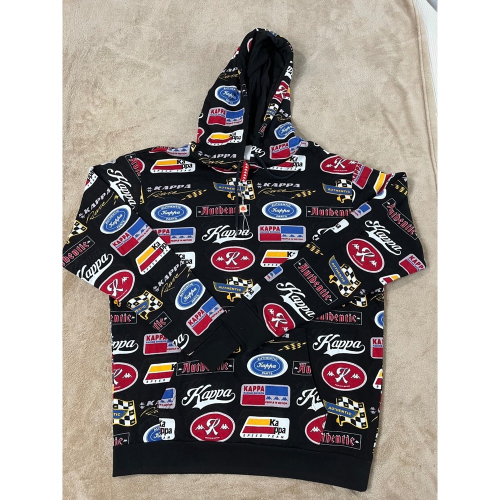 KAPPA Raybeam Hoodie Men Size 2XL Black Smoke AOP New Without Tags